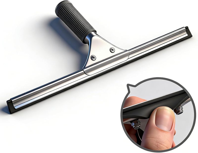 MRDARENSU 14-inch Squeegee for Shower Glass & Window Cleaning, Professional Stainless Steel Squeegee with Durable Handle for Streak-Free Glass, Mirror, Tile & All Smooth Surfaces - Image 4